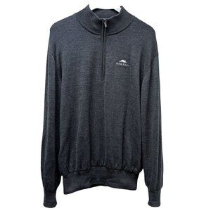 FOOTJOY Lined Wool Golf Sweater Mens Large Gray Zip Mockneck Stone Eagle